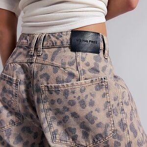 We The Free Women's Tan Leopard Boyfriend Jeans